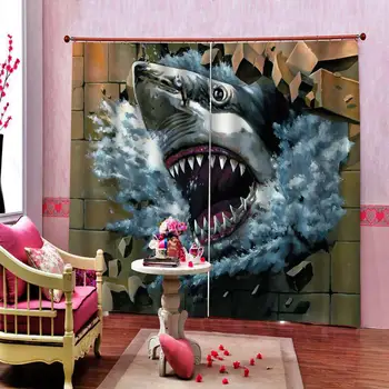 

ocean fish curtains 3D Window Curtain print Luxury Blackout For Living Room Thickened blackout curtains