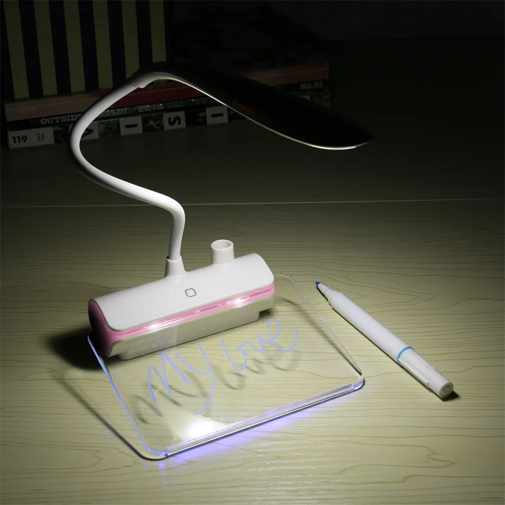 Portable 3-in-1 USB Rechargeable Message Board LED Desk Lamp Night Light Touch Table Lamp Flexible Arbitrary Bending Read