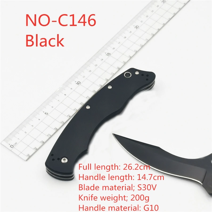 C146-BLACK BENYS C10 CNC нож CPM-VG10-FRN ручка Открытый Кемпинг EDC инструменты - Цвет: C146-BLACK
