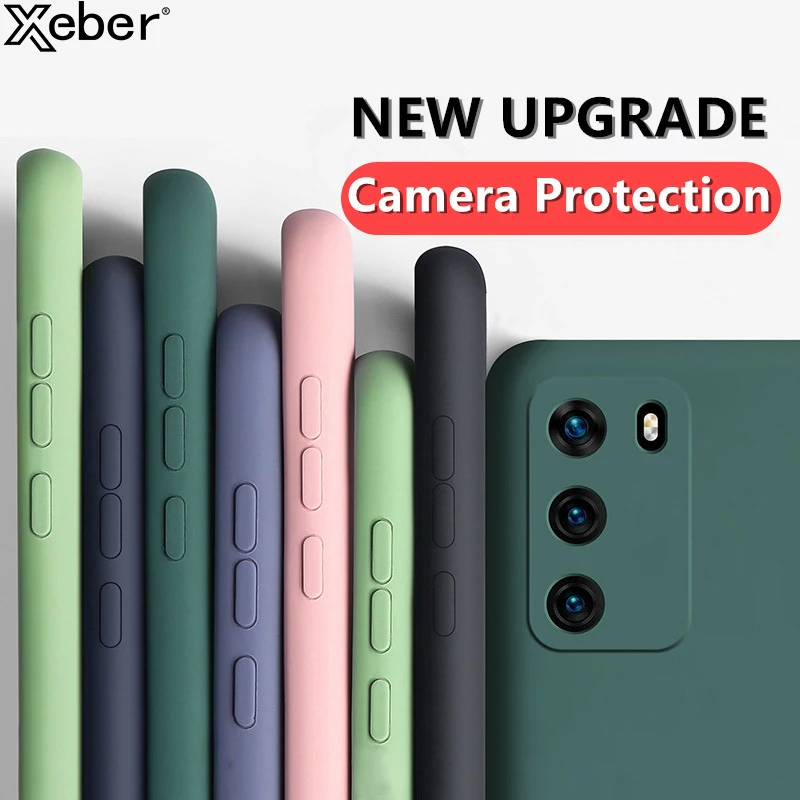 Liquid Silicone Phone Case For Huawei P50 P40 Lite E P30 P20 P10 Mate 40 Pro Plus RS 30 20X 10 Solid Color Shockproof Soft Cover | Мобильные