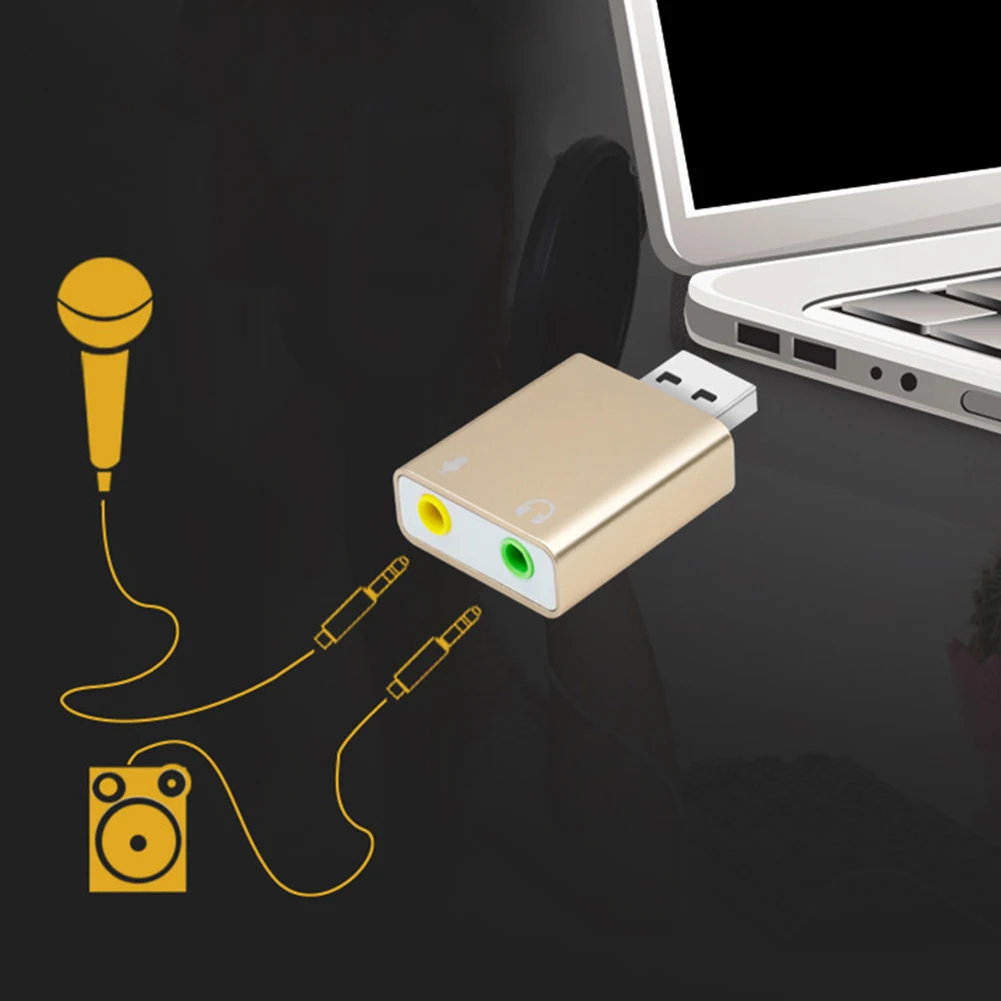 Сплав внешняя звуковая карта USB7.1 аудио адаптер с 3,5 мм разъемом для ПК ноутбук
