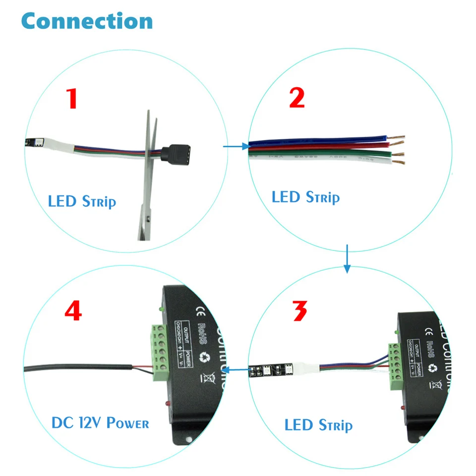 RGB контроллер WiFi / RF пульт дистанционного управления светодиодный 288 Вт DC12 24V