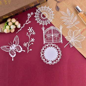 

10Pcs DIY Diary Album Scrapbooking DIY Crafts Paper Hollow Out Lace Paper Butterfly Flower-Window Lace Retro Decorative Sticker