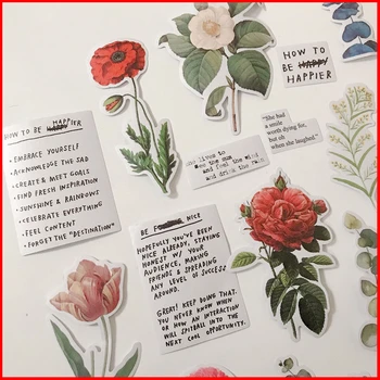 

Flower plant vintage personalized scrapbook Stickers scrapbooking material personalized sticker happy planner junk journal