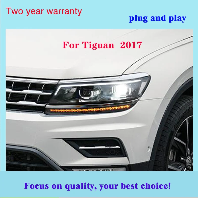 Автомобильный Стайлинг для VW Tiguan фары Tiguan светодиодный фонарь светодиодный DRL Биксеноновые линзы фары дальнего ближнего света парковка