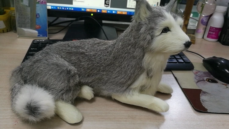 Dorimytrader моделирование животных Хаски плюшевая игрушка собака самоед кукла полиэтилен и меха ручной работы подарок украшение дома DY80032