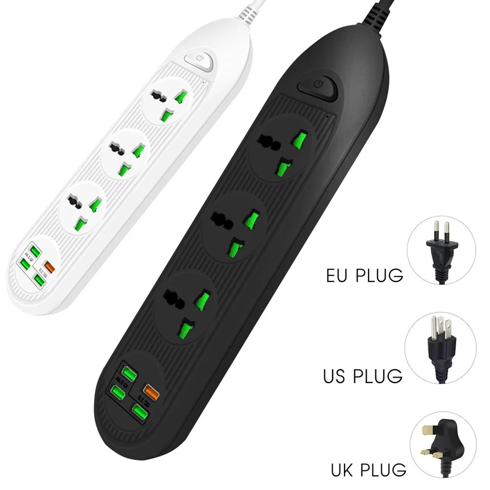 Smart Power Strip with 4 USB Port 3 AC Port Portable 3000W 16A Multifunction Power Strip with 2M