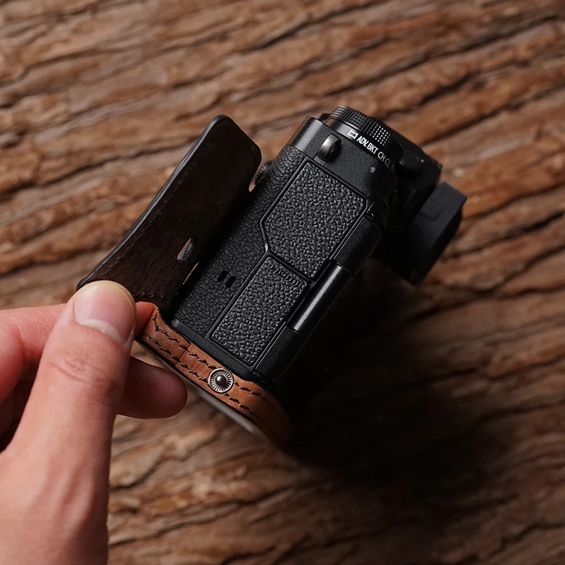 Case da Câmera de Couro Fuji Câmera Stone Artesanal Genuíno Vídeo Meio Bolsa Bodysuit X-t4 Xt4 Mr. - Image 6