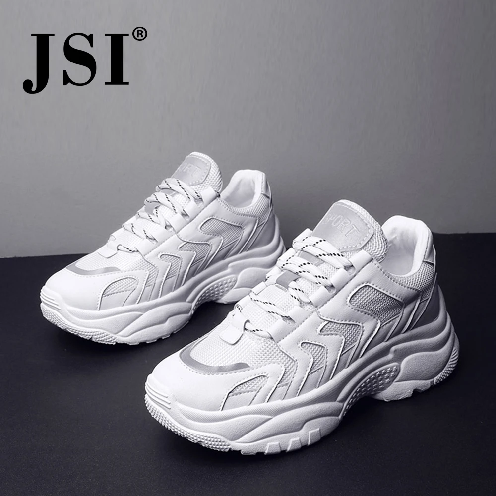 JSI/Новые Модные женские кроссовки на шнуровке с круглым носком; Повседневная однотонная обувь для активного отдыха; базовые женские кроссовки на массивной платформе; JX6