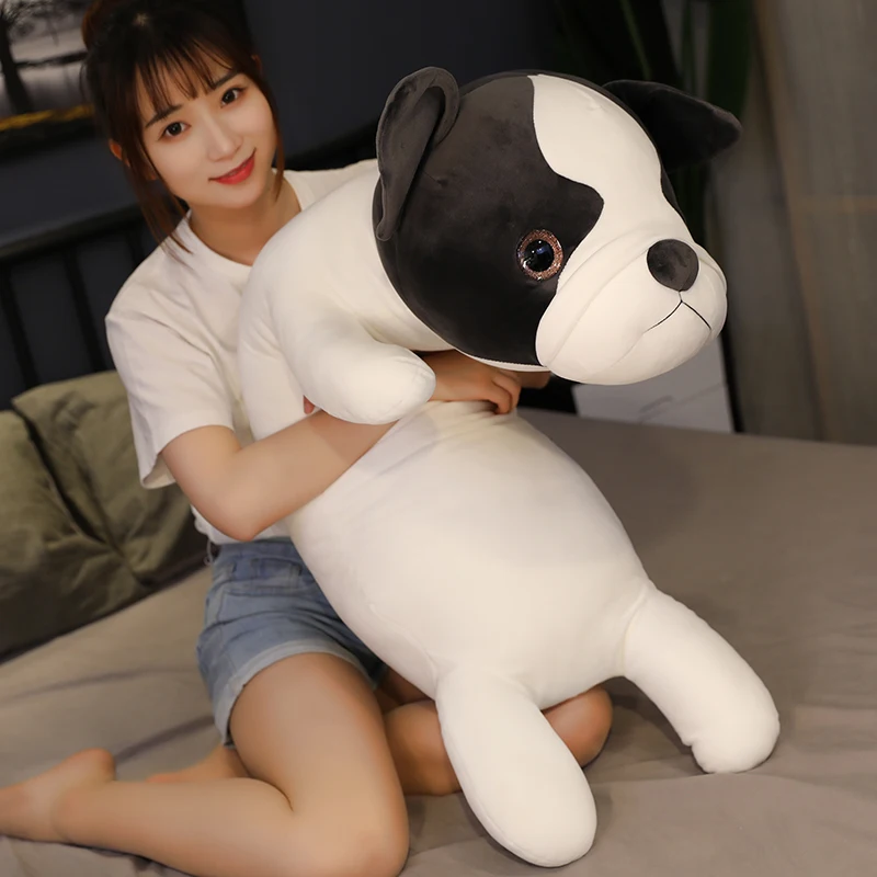 80-120cm Giant Simulation Bulldog Plush Pillow Sofa Cushion Decor Soft Animal Toys Stuffed Dog Doll for Girls Kids Birthday Gift