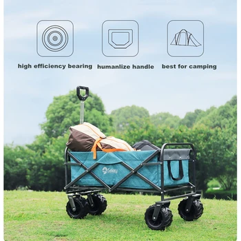

B-LIFE Outdoor Innovations Heavy Duty Collapsible All Terrain Folding Beach Wagon Utility Cart for Camping Shopping Picnic Sport