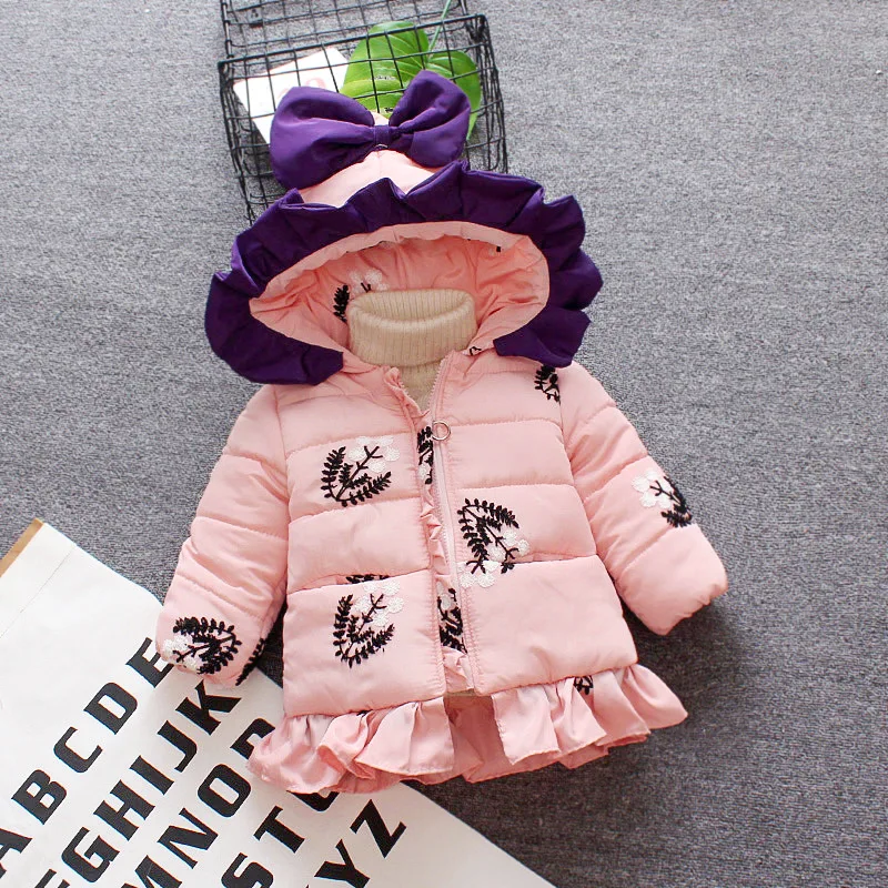 pink Детское пальто детские зимние пальто для девочек, пальто с длинными рукавами теплая детская куртка для девочки зимняя верхняя одежда флисовое ночное белье с героями мультфильмов, для детей 0-1-3 года - Цвет: pink