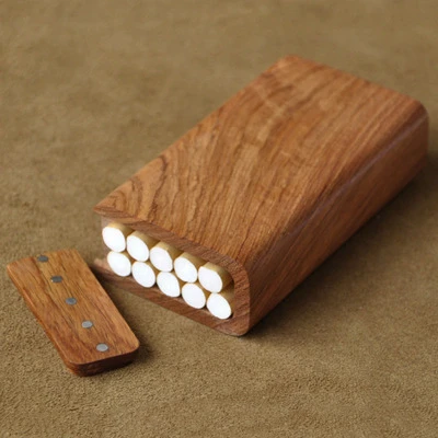 Standard 10 Sticks Магнитный слайдер из цельного дерева, тонкий чехол для сигарет, 20 палочек, Стандартный, 10 палисандр, дерево, креативный, заказной, резной, из красного дерева, подарки - Цвет: Standard 10 Sticks