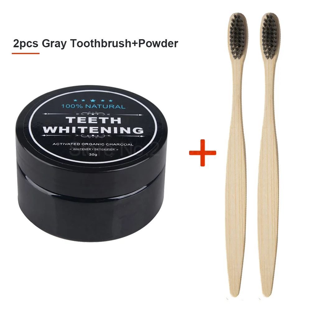 2gray and powder 30 г активированный Charcoals порошок бамбуковая зубная щетка из древесного угля уход за зубами отбеливающий порошок натуральная Органическая Зубная паста веганская мята - Цвет: 2gray and powder