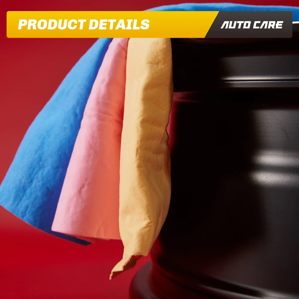 Автоуход 4-Pack Волшебная синтетическая оленья кожа PVA замша Чистка автомобиля Cham Полотенце Моющаяся Ткань Губка Plas замша с чехол для хранения