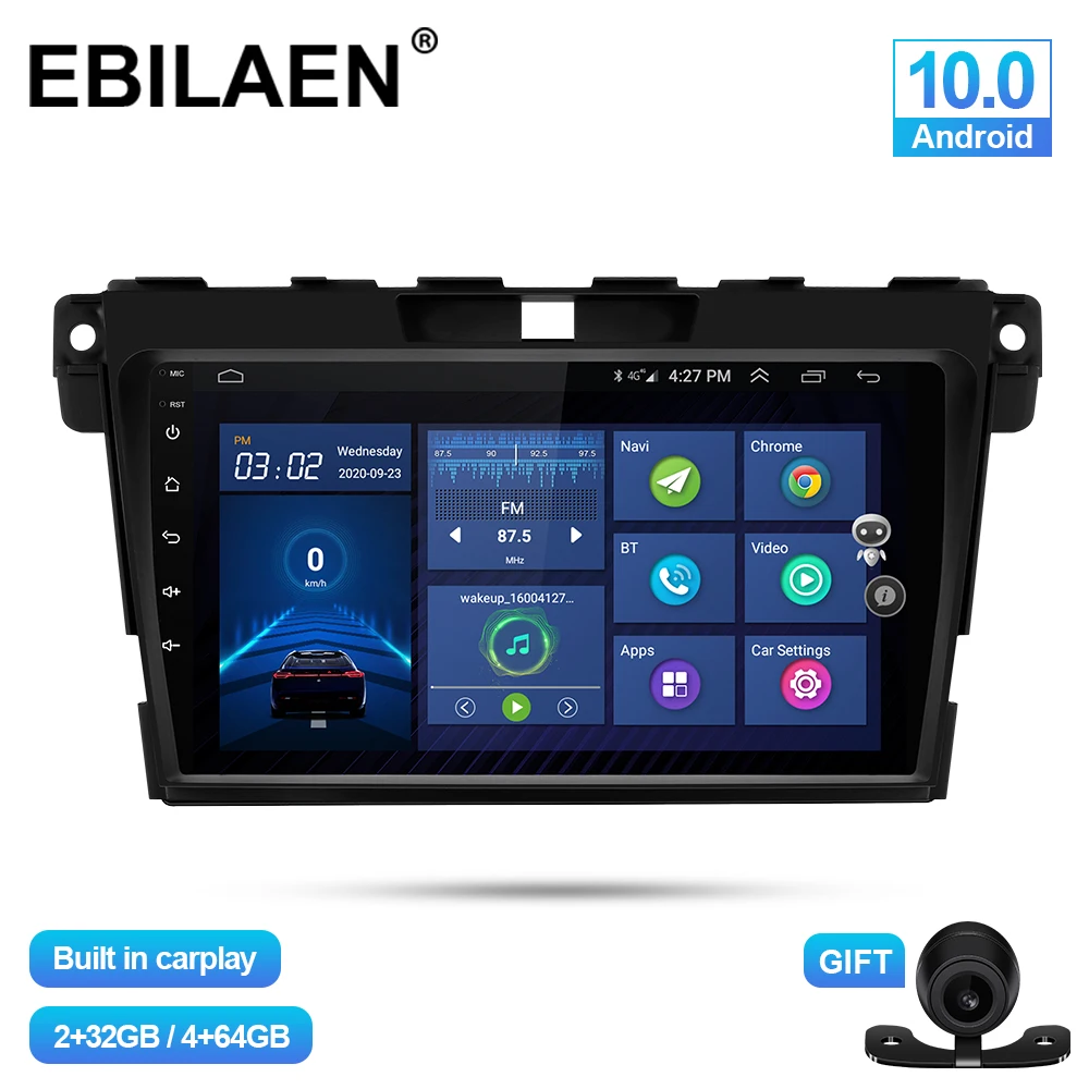 

EBILAEN Car Multimedia Player For Mazda CX-7 CX 7 2008-2015 Android 10.0 Autoradio GPS Navigation DSP IPS Headunit Carplay 4G