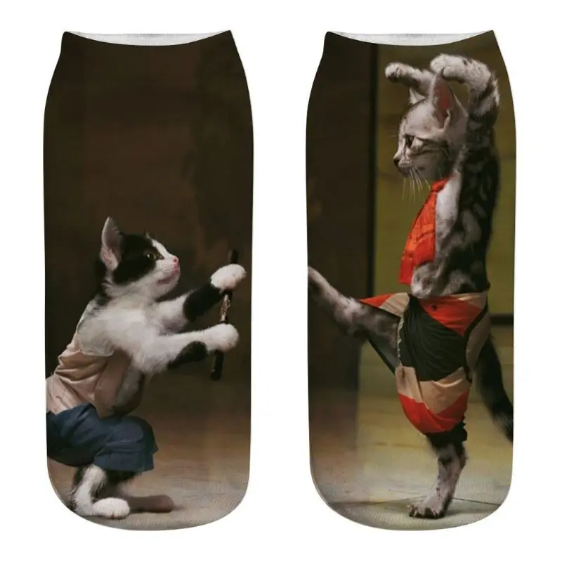 4 Унисекс, 3D, милые, Мультяшные, мотоциклетные, кот Мяу, короткие носки-лодочки с низким вырезом, с цифровой печатью, ребристая отделка, забавные, спортивные, повседневные, трубчатые Чулочные изделия - Цвет: 4