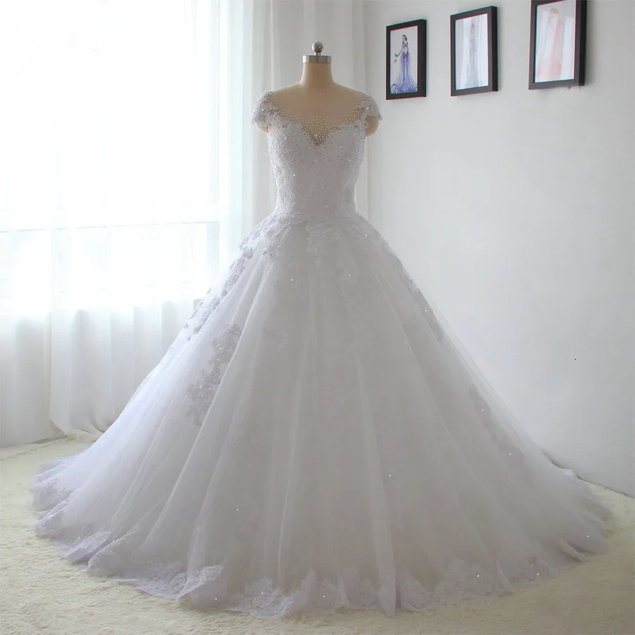 Свадебное платье с рукавами-крылышками, бальное платье, Vestido De Noiva Princesa, блестящее вышитое бисером платье невесты, платье со шлейфом, Robe De Mariee