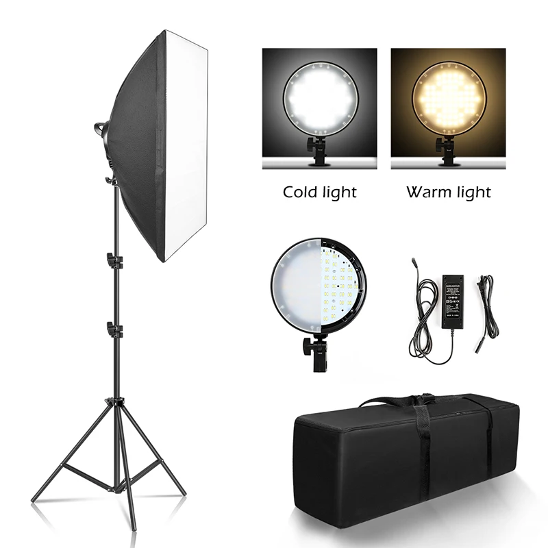Kit de iluminação led para fotografia, softbox, lâmpada de led de 50x70 ...