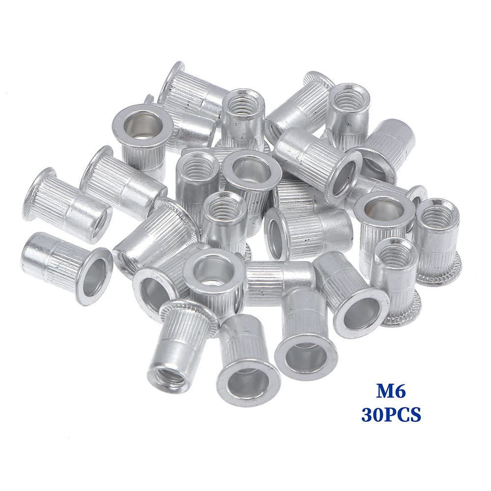 90Pcs M3 M4 M5 M6 M8 M10 Rivet Nut Aluminum Flat Head Rivet Nuts Set Insert Reveting Multi Size Nuts Tool