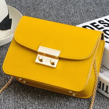 

1 PC Mini Square Bag Simple PU Leather Chain Buckle Bag Women Girls Crossbody Messenger Shoulder Bag Dropship New Arrival