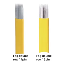 

50Pcs Double 15Pin 17Pin Tattoo Microblading Needles Permanent Makeup Eyebrow Lips Blade Embroidery Manual Tattoo Pen Tools