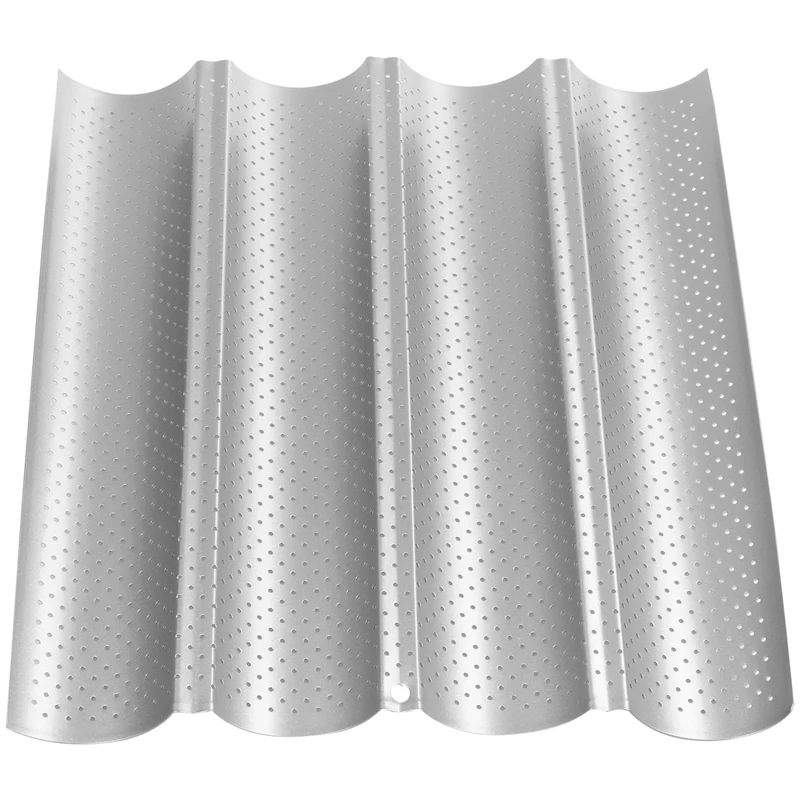 Hot XD-Silver color Stainless Steel Plate 4-Slot French Bread Baking Pan Mold | Дом и сад