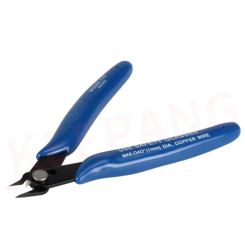 Portable General Purpose Shear Cutter, Electronic Diagonal Pliers, Soft Grip Wire Cutter Pliers, 130mm Length, Flush Jaw, Blue