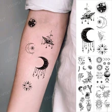 Transfer Waterproof Temporary Tattoo Stickers Child Starry Sky Moon Astronaut Sun Flash Tatto Woman Man Kids Body Art Fake Tatoo