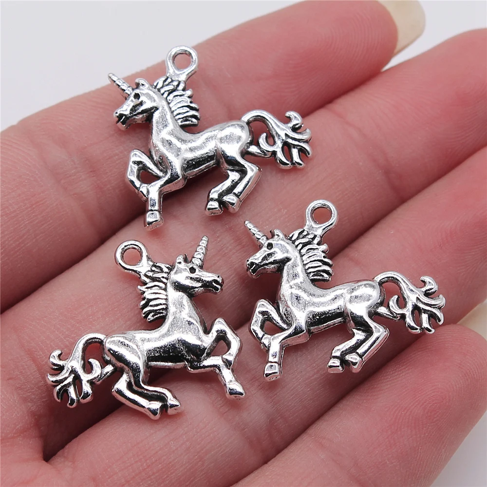 

WYSIWYG 10pcs 22x23mm Lucky Horse Charms Antique Silver Color For Jewelry Making Zinc Alloy Charms Pendant DIY Jewelry Findings