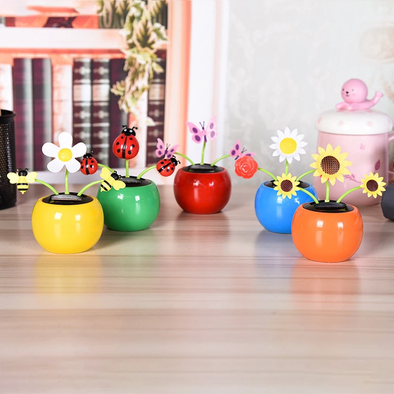 Car Decoration Car Solar Decoration Light Weight Solar Toy Decorate Lovely Apple Blossom ABS Cute