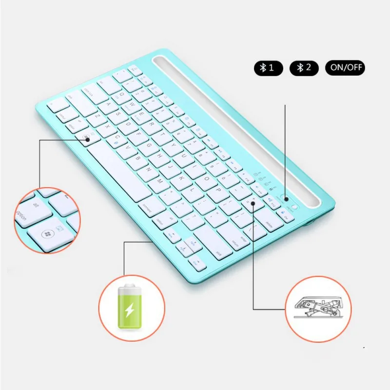 RechargeableKeyboard 2 устройства переключатель беспроводной Bluetooth KeyboardIntelligent энергосбережение, длительное время ожидания, супер высокое значение