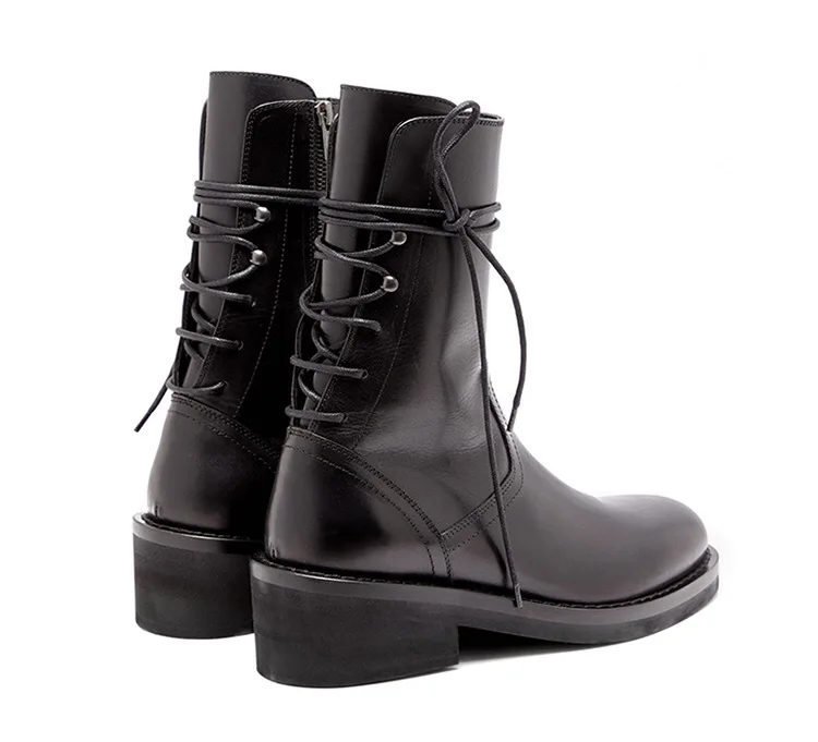 

Vintage Autumn Women Chelsea Boots Round Toe Lace-up Platform Female Ankle Boots Chunky High Heel Ladies Boots British Style