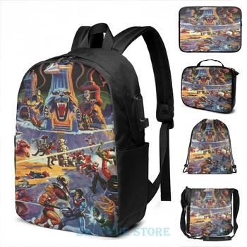 

Funny Graphic print Masters of the Universe USB Charge Backpack men School bags Women bag Travel laptop bag