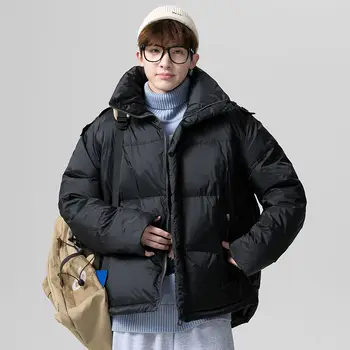 

2020 Winter New Youth Popular Men's Loose Large Size Solid Color Stand-up Collar Thick Down Jacket Fashion Casual All-match Top