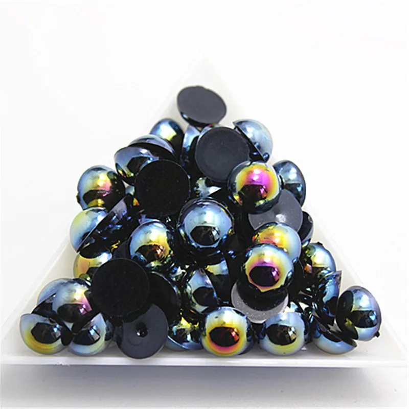 1.5-12mm Flatback Black AB Half Round Pearl Beads Resin ABS Imitation DIY Wedding Dress Button Nail | Дом и сад