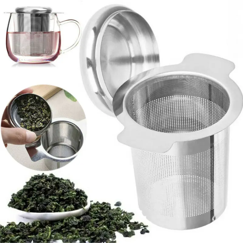 

Creative Stainless Steel Mesh Tea Infuser Metal Cup Strainer Loose Leaf Filter Herb Spice with Lid Easy Clean