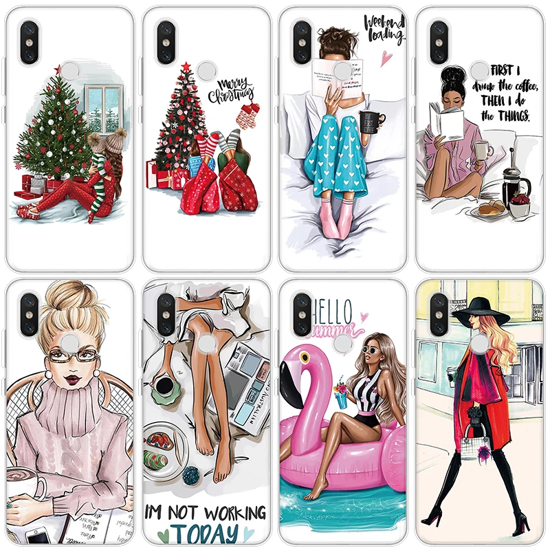 

Black Brown Hair Girl Queen Case For Xiaomi Redmi Note 7 6 5 K20 Pro Plus S2 6A 5A Go 7 7A 4X Silicone Case FOR Redmi Note 8 Pro