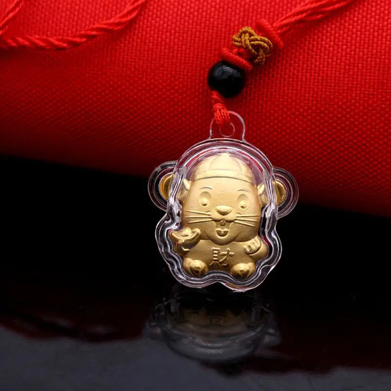 Милая Золотая мышка Новогодняя подвеска в форме китайского знака Зодиака Ожерелья Ювелирные изделия на удачу