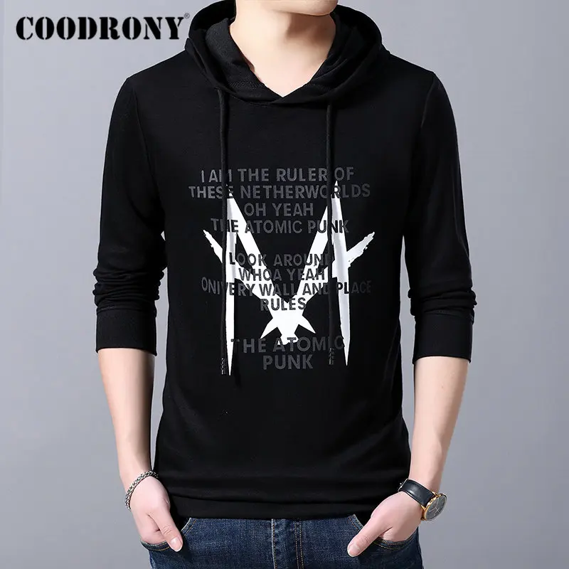 Белый Бренд COODRONY, мужские толстовки, Осень-зима, Повседневная Толстовка с капюшоном, Мужская Уличная одежда, Модный пуловер с рисунком, худи, мужские топы 94009 - Цвет: Белый