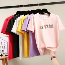 Cheap 2020 new summer short sleeve T-shirt women's Korean women's fashion students' loose and versatile half sleeve bottomed shirt Cheap 2020 new summer short sleeve T-shirt women's Korean women's fashion students' loose and versatile half sleeve bottomed shirt