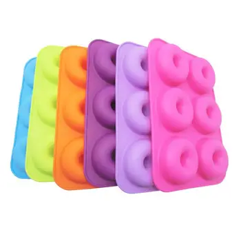 

6 Colors Silicone Donut Mold Silicone Cake Mold Making Cake Snacks Non-toxic Round Orange Rose red Dark purple