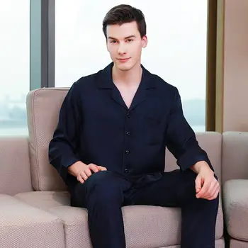 

Luxury Silk Satin Men Pajamas Sets Soft Solid Sleepwear Long Sleeve Pants Homewear Comfortable Nightgown Sets Pyjamas 2 Pieces