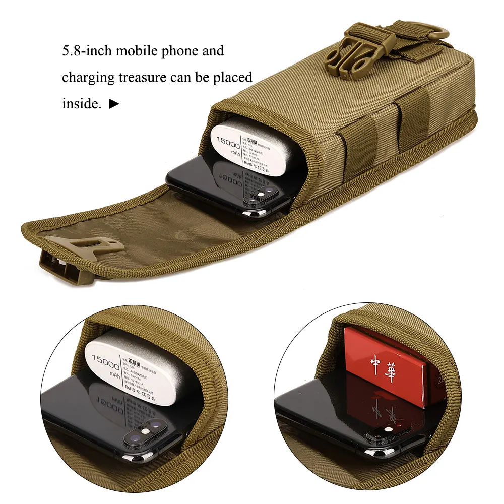 Tactical Tool Package Waerproof Nylon 5.8 Inch Full-Cover Mobile Phone Case Outdoor Sports Running Trekking Small Crossbody Bags