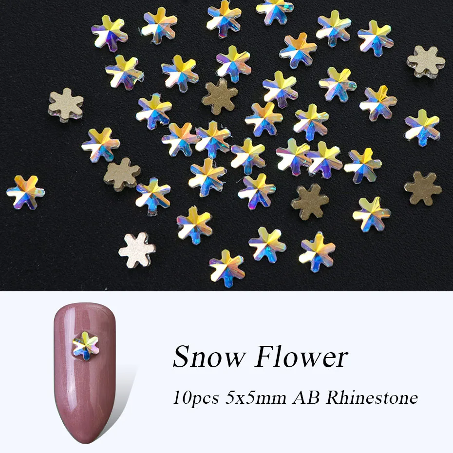 10pcs Snow 5x5mm Искрящегося цвета Кристалл aб для ногтей драгоценные камни стразы для украшения ногтей, Стекло колеса в виде геометрических фигур цветок ювелирные изделия с бриллиантами декоративный камень для ногтей украшения для маникюра BE694-1 - Цвет: 10pcs Snow 5x5mm