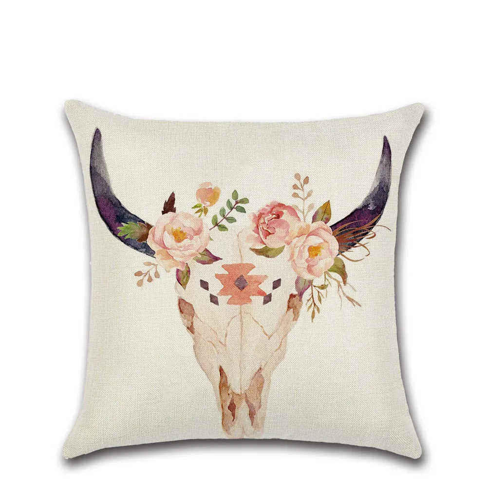

Bohemian Style Printed Scenic Print Pillow Case Linen Cotton Throw Pillow Cover for Home Office Living Room