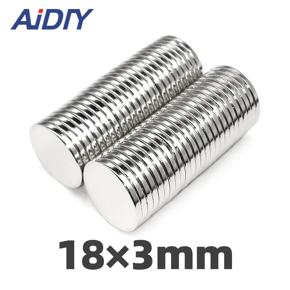 

AI DIY 2Pcs/lot 18 x 3mm Permanent Rare Earth Magnet for Multi-Use 18x3mm Round Strong Powerful Neodymium Magnet Disc 18*3mm