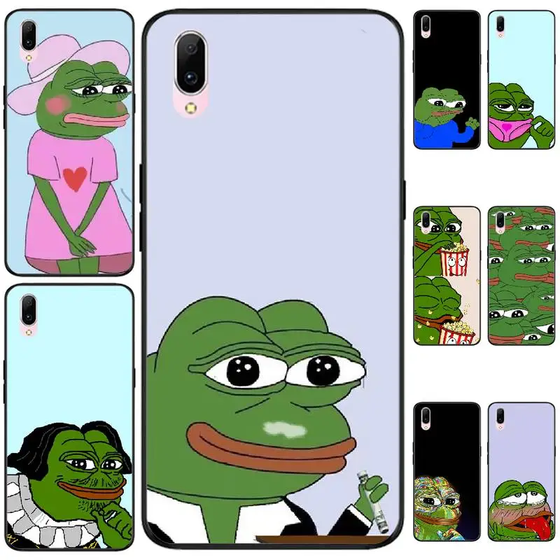 

LJHYDFCNB Funny The Frog Pepe face crying Soft black Phone Case For VIVO V11 9 7 5 5S 11I Y11PRO V7 7PLUS Y31