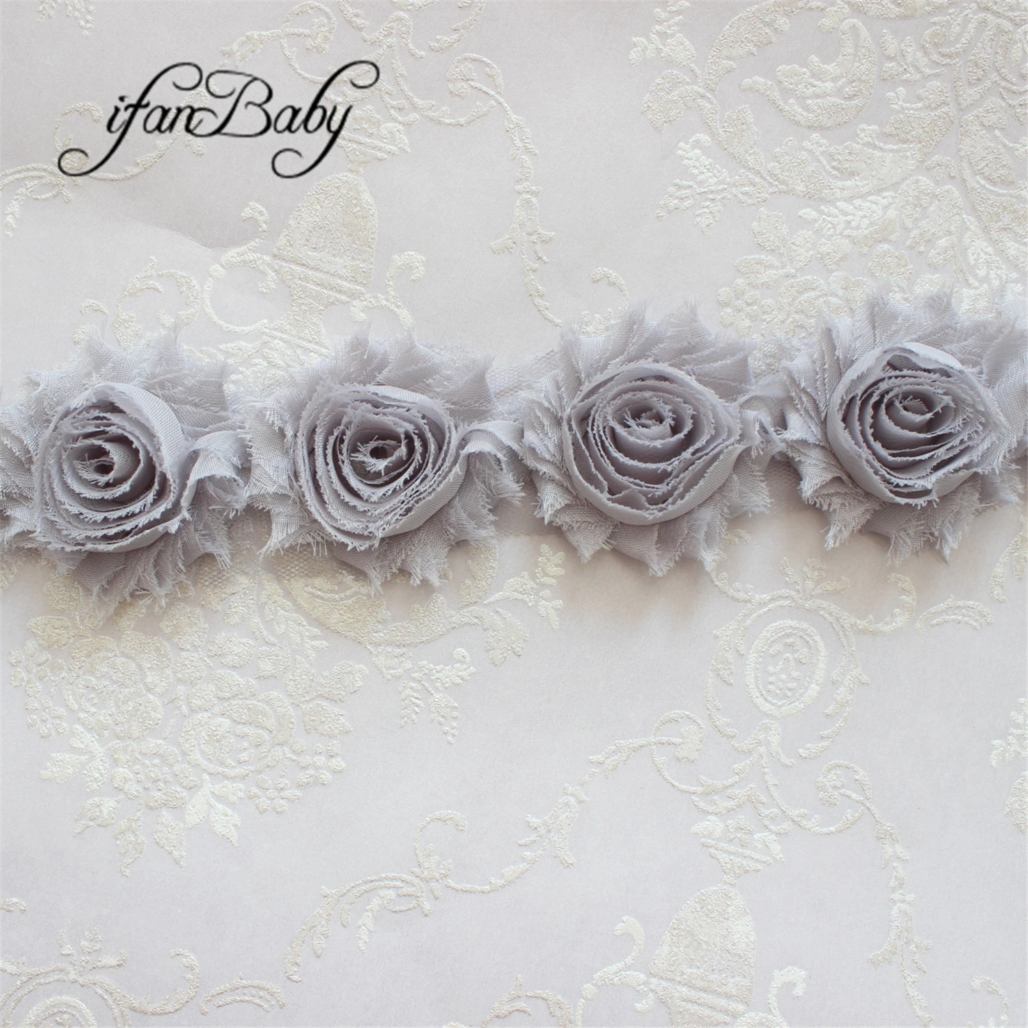 Haarschmuck aus Stoff, Chiffon, Rosenblüten, 2,5 Zoll, schäbige, ausgefranste Blumen – Detail 13