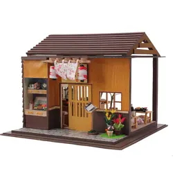 Diy Кукольный дом суши Ресторан игрушки ручной работы 3D Деревянный миниатюрный кукольный домик с мебели собрать наборы игрушка подарок